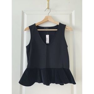 NWT JCrew Velvet Peplum Top, Size XS